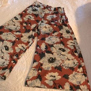 Zara Woman Satin Wide Leg Cropped Pants